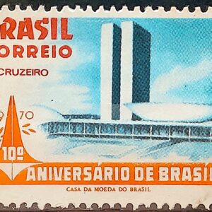 C 671 Selo Aniversario de Brasilia Congresso Nacional 1970