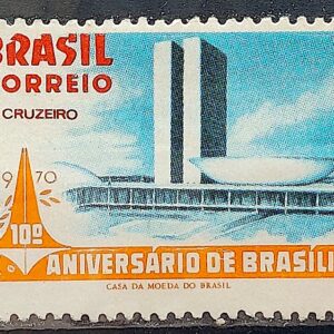 C 671 Selo Aniversario de Brasilia Congresso Nacional 1970 MH