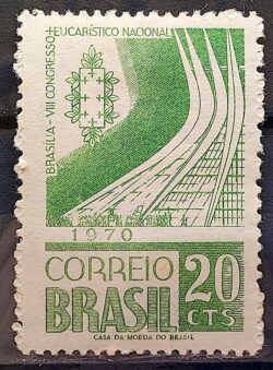 C 676 Selo Congresso Eucaristico Nacional Brasilia Catedral Igreja Religiao 1970 MH 3