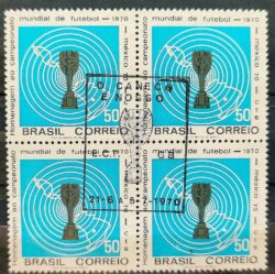 C 678 Selo Copa do Mundo de Futebol Mexico 1970 Quadra CBC Guanabara