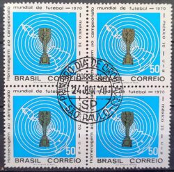C 678 Selo Copa do Mundo de Futebol Mexico 1970 Quadra CPD SP