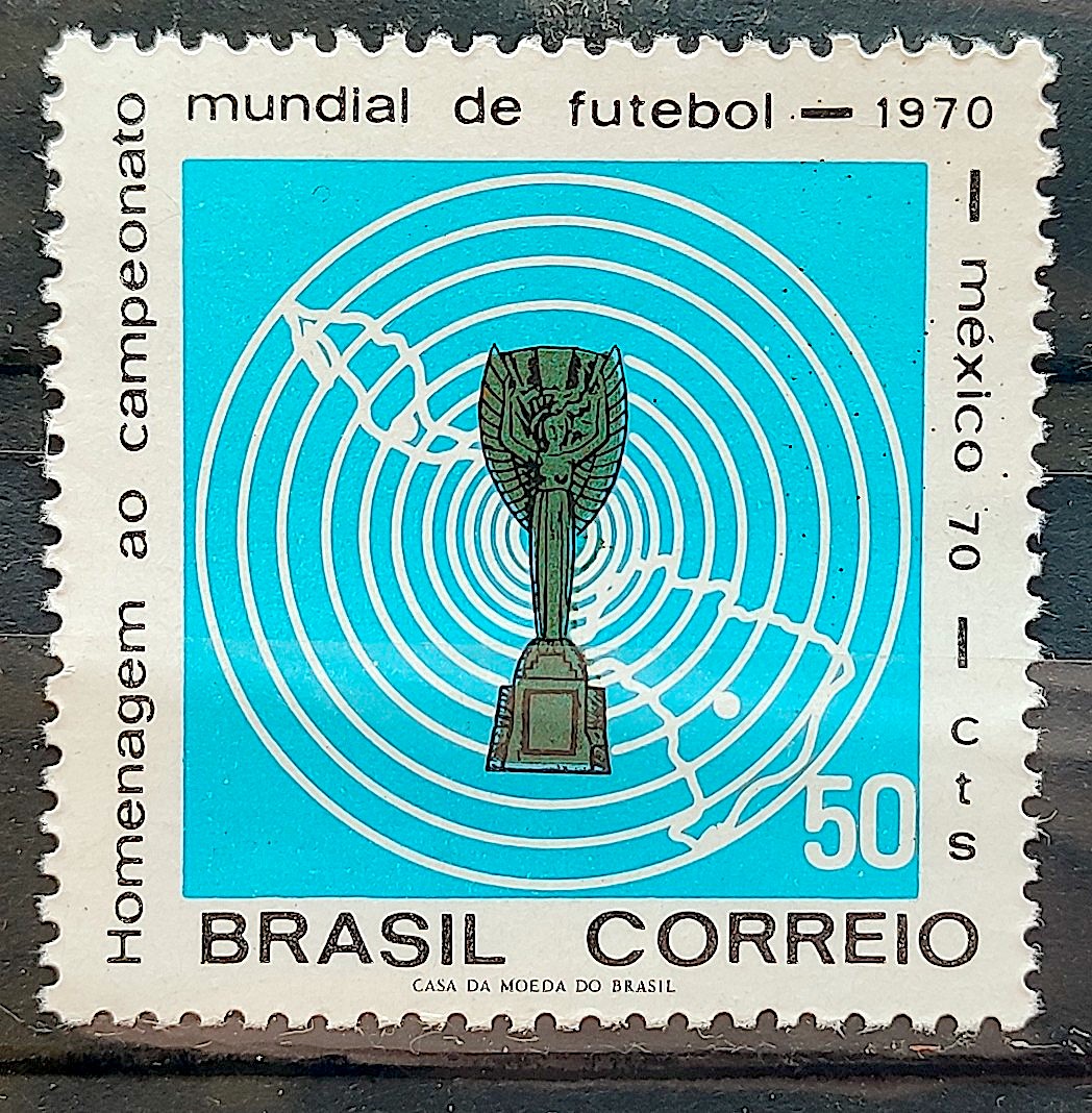 C 678 Selo Copa do Mundo de Futebol Mexico 1970 Quadra CBC Guanabara