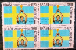 C 680 Selo Futebol  Bellini Tricampeao Suecia 1970 Quadra CBC DF