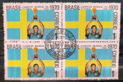 C 680 Selo Futebol  Bellini Tricampeao Suecia 1970 Quadra CPD Guanabara