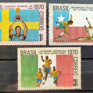 C 680 Selo Futebol  Pele Tricampeao Suecia Chile Mexico 1970 Serie Completa MH