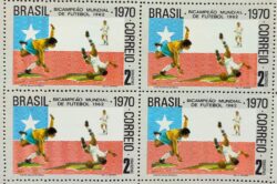 C 681 Selo Futebol  Bellini Tricampeao Chile 1970 Quadra