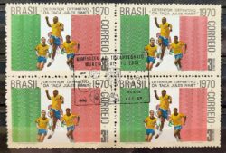 C 682 Selo Futebol  Pele Tricampeao Mexico 1970 Quadra CBC SP