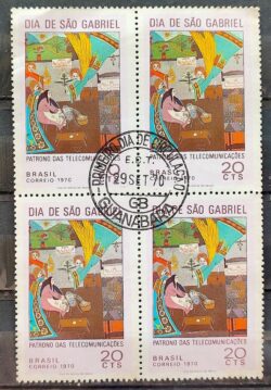 C 685 Selo Dia de Sao Gabriel Comunicacao Religiao Arte 1970 Quadra CPD Guanabara 1