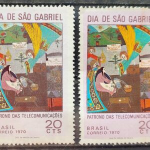 C 685 Selo Dia de Sao Gabriel Comunicacao Religiao Arte 1970 Variedade de Impressao