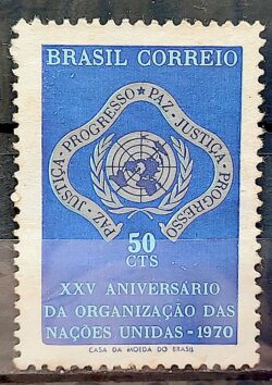 C 687 Selo Jubileu da Onu Mapa Direito Justica 1970 2