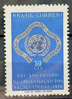 C 687 Selo Jubileu da Onu Mapa Direito Justica 1970 MH 1