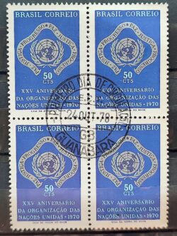 C 687 Selo Jubileu da Onu Mapa Direito Justica 1970 Quadra CPD Guanabara