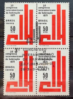 C 693 Selo Congresso Internacional de Habitacao Rio de Janeiro 1971 Quadra CBC RJ