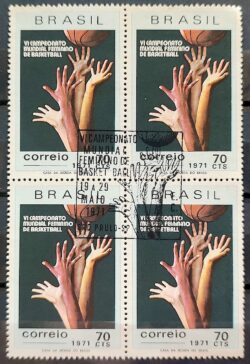C 698 Selo Basquete Feminino Mao Mulher 1971 Quadra CBC SP