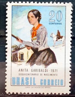 C 704 Selo Sesquicentenario Anita Garibaldi Militar Cavalo Arma Mulher 1971 2