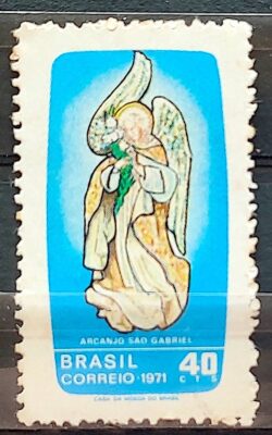 C 709 Selo Dia de Sao Gabriel Comunicacao Religiao Arte 1971 CLM 1