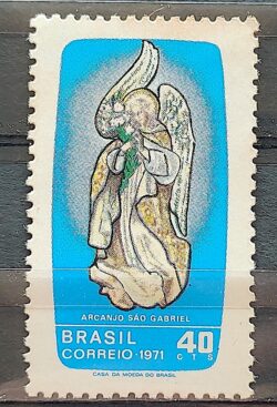 C 709 Selo Dia de Sao Gabriel Comunicacao Religiao Arte 1971 CLM 2