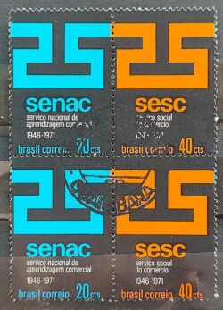 C 715 Selo 25 Anos do Senac Sesc Educacao Comercio 1971 Quadra CPD Guanabara