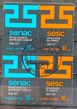 C 715 Selo 25 Anos do Senac Sesc Educacao Comercio 1971 Quadra CPD MG