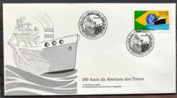 Envelope FDC 439 1988 Abertura dos Portos Navio Bandeira CBC RJ 1