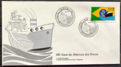 Envelope FDC 439 1988 Abertura dos Portos Navio Bandeira CBC RJ 2