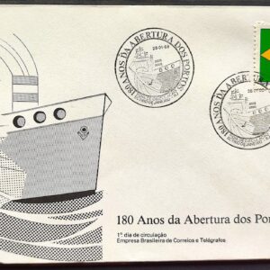 Envelope FDC 439 1988 Abertura dos Portos Navio Bandeira CBC RJ 2