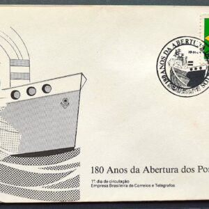 Envelope FDC 439 1988 Abertura dos Portos Navio Bandeira CBC RJ 3