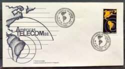 Envelope FDC 446 1988 Telecom Comunicacao Mapa CBC RJ 1