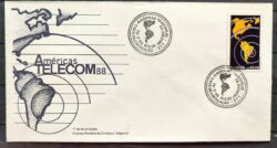 Envelope FDC 446 1988 Telecom Comunicacao Mapa CBC RJ 2