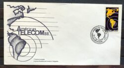 Envelope FDC 446 1988 Telecom Comunicacao Mapa CBC RJ 3