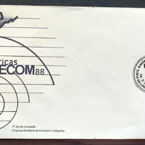 Envelope FDC 446 1988 Telecom Comunicacao Mapa CBC RJ 3