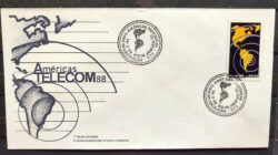 Envelope FDC 446 1988 Telecom Comunicacao Mapa CBC RJ 4