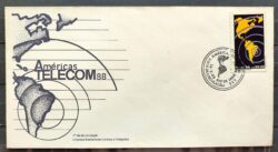 Envelope FDC 446 1988 Telecom Comunicacao Mapa CBC RJ 5