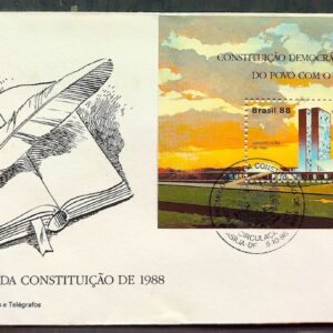 Envelope FDC 453 1988 Constituicao Federal Brasilia Congresso Nacional CBC BSB 1