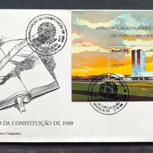 Envelope FDC 453 1988 Constituicao Federal Brasilia Congresso Nacional CBC BSB 2