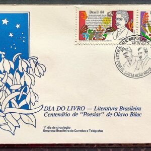 Envelope FDC 454 1988 Literatura Raul Pompeia Olavo Bilac CBC RJ