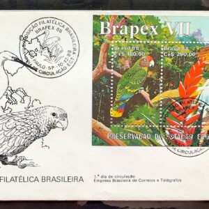 Envelope FDC 459 1988 Brapex Jureia Fauna Papagaio Garca CBC SP 1