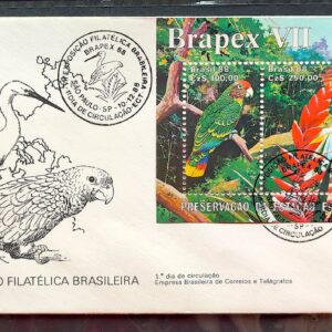 Envelope FDC 459 1988 Brapex Jureia Fauna Papagaio Garca CBC SP 6