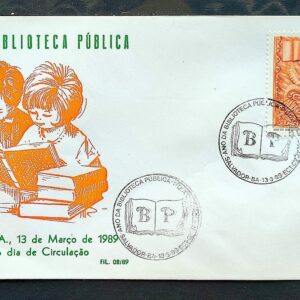 Envelope FDC 463 1989 Biblioteca Publica Bahia Literatura Educacao CBC BA 03