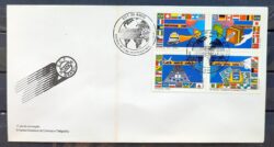 Envelope FDC 464 1989 ECT Servicos Postais Mapa Bandeira Aviao CBC BSB 01