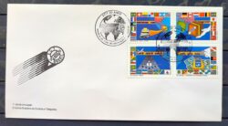 Envelope FDC 464 1989 ECT Servicos Postais Mapa Bandeira Aviao CBC BSB 02
