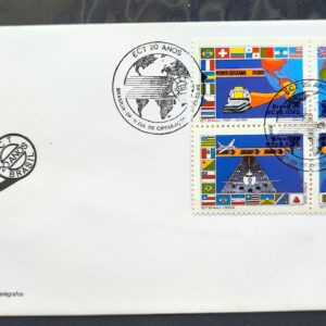 Envelope FDC 464 1989 ECT Servicos Postais Mapa Bandeira Aviao CBC BSB 03