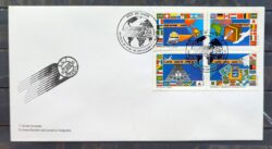 Envelope FDC 464 1989 ECT Servicos Postais Mapa Bandeira Aviao CBC BSB 04