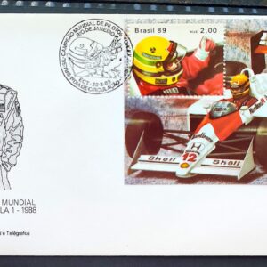 Envelope FDC 465 1989 Ayrton Senna Formula 1 Carro CBC RJ 02