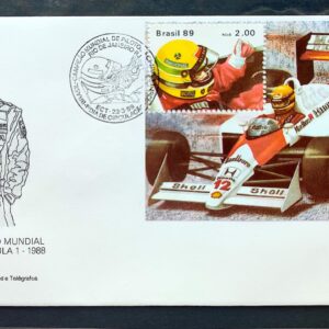 Envelope FDC 465 1989 Ayrton Senna Formula 1 Carro CBC RJ 03