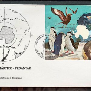 Envelope FDC 493 1990 Proantar Antartida Antartica Foca Pinguim Mapa CBC RJ 1