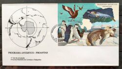 Envelope FDC 493 1990 Proantar Antartida Antartica Foca Pinguim Mapa CBC RJ 2