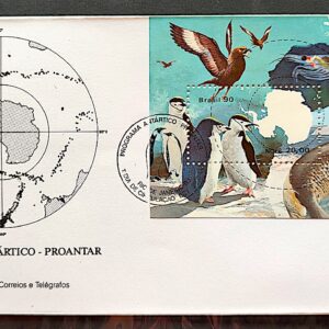Envelope FDC 493 1990 Proantar Antartida Antartica Foca Pinguim Mapa CBC RJ 2