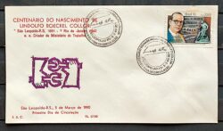 Envelope FDC 495 1990 Centenario Lindolfo Collor Literatura Politica CBC RS 3