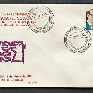 Envelope FDC 495 1990 Centenario Lindolfo Collor Literatura Politica CBC RS 3